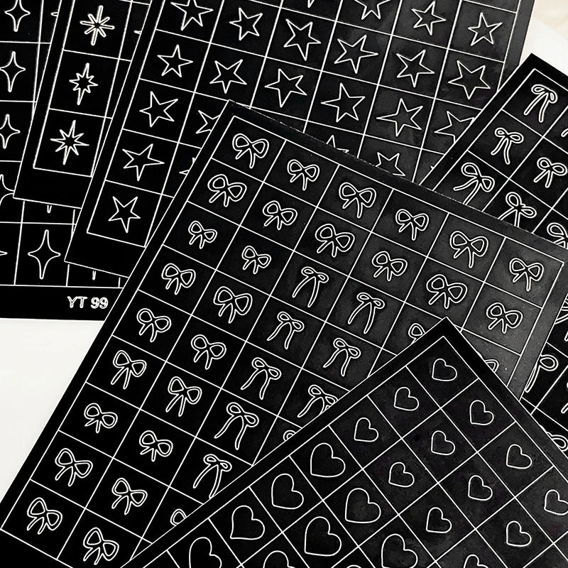 Airbrush Stencil For Nails Heart Bow Stars Pattern Hollow Nail Sticker Templates For French Manicure Tips Nail Design Peaceful Pleasures Health and Wellness
