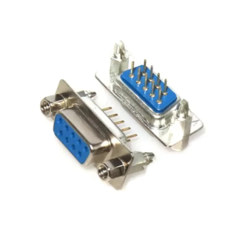 10Pcs Male/Female Blue Straight Pin DB9 D-sub PCB Mount RS232 Serial Port Connector Socket With Screw Nuts Peaceful Pleasures Health and Wellness