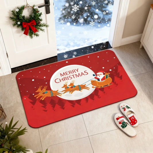 Christmas Crystal Velvet Non-Slip Door Mat | Holiday Welcome Mat Holiday Door Mat Peaceful Pleasures Health and Wellness