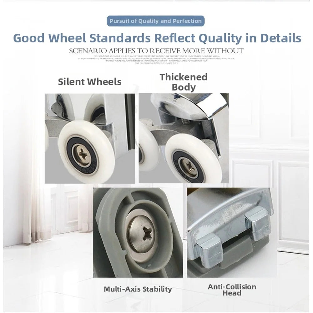 Shower Door Rollers Aluminum Alloy Plated Spring Loaded Double Wheel