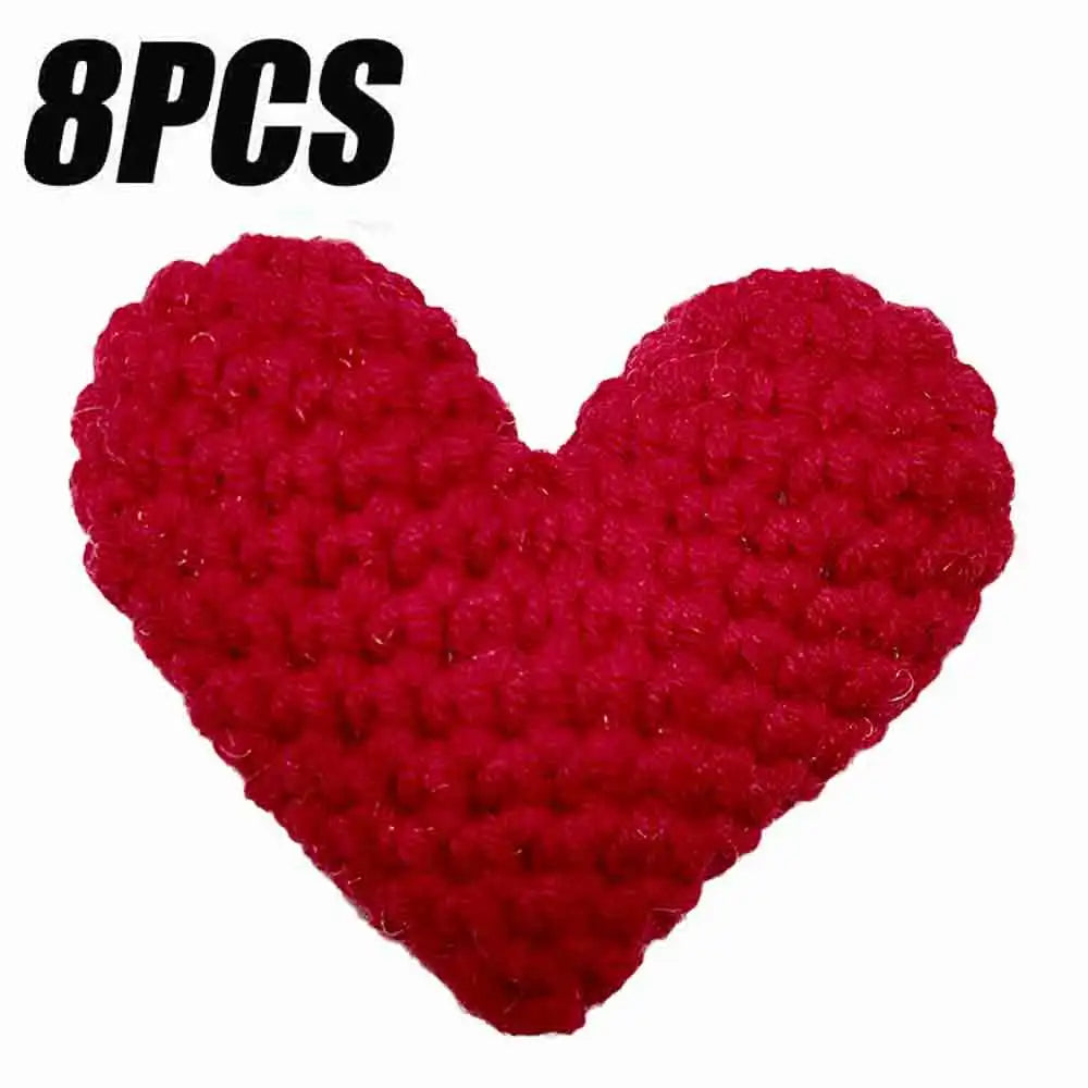Handmade Crochet Heart Appliques 8 Pcs | Wool DIY Craft Hearts