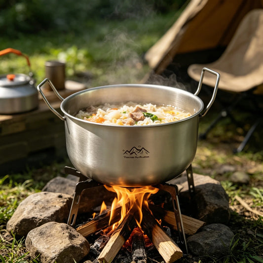2L Titanium Camping Pot – Lightweight Folding Handle Cookware Camping Cookware Pot Oasis Select
