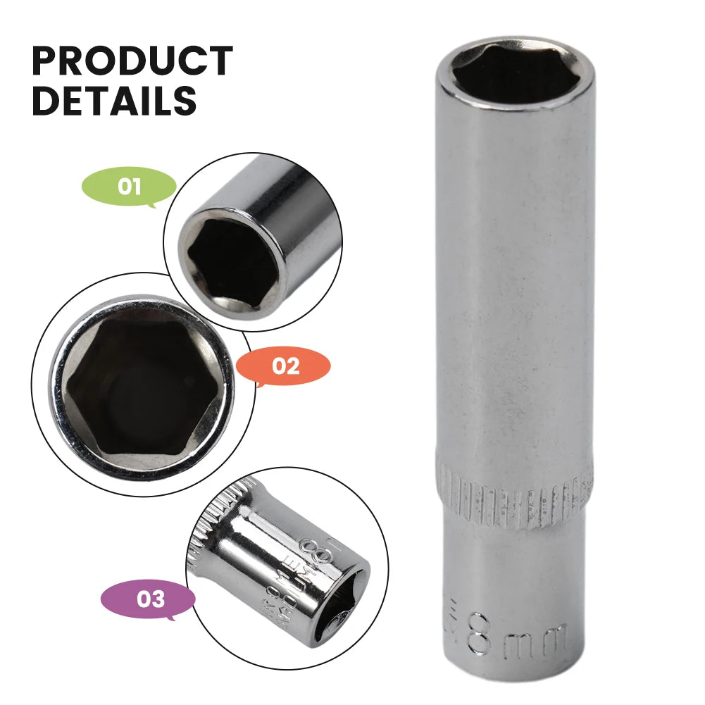 4- Deep Socket Adapter 1 Hex Wrench Heads Ratchet Sleeve Nozzles Nut