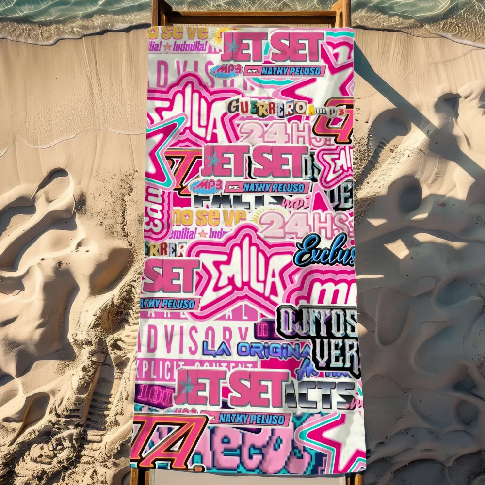 Emilia Mernes Music Print Quick-Dry Beach & Sports Towel