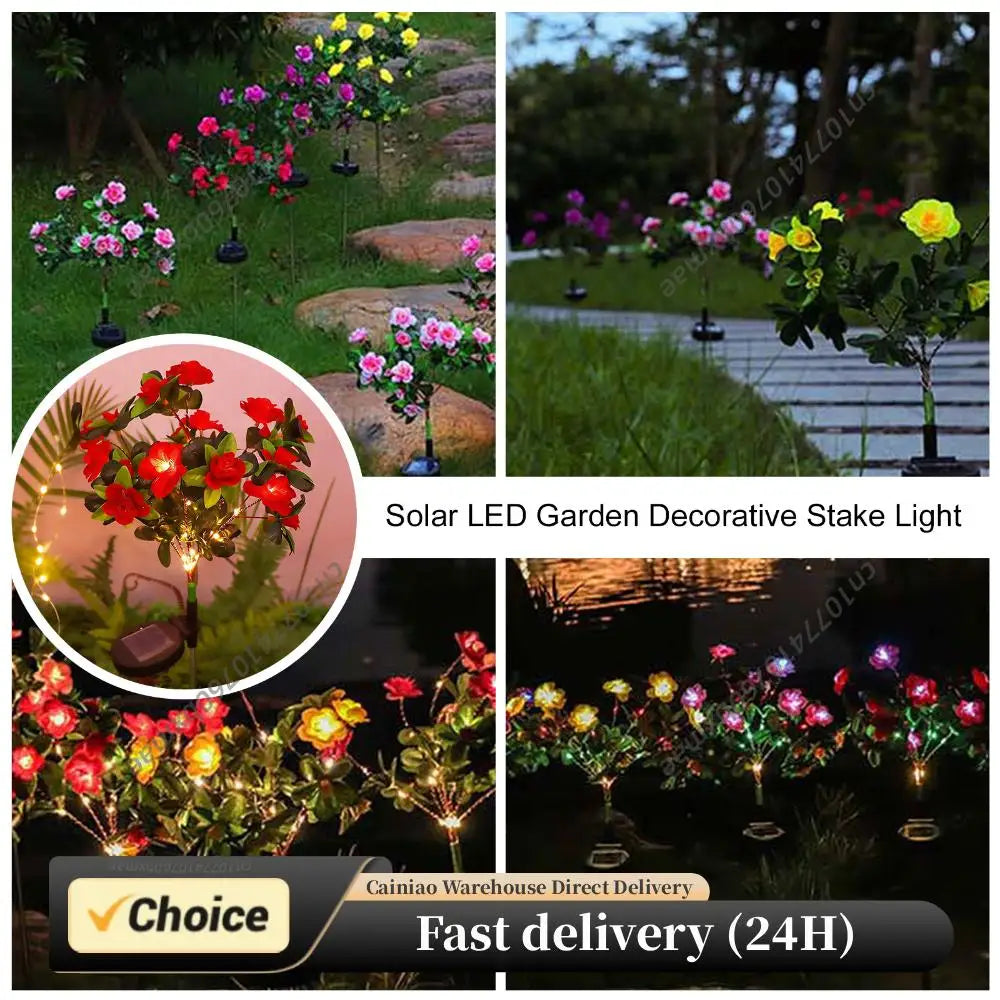Flower Outdoor Decorative Solar Light Waterproof Outdoor Lights with LED Light for Garden Pathway Patio Lawn Backyard Fence Peaceful Pleasures Health and Wellness