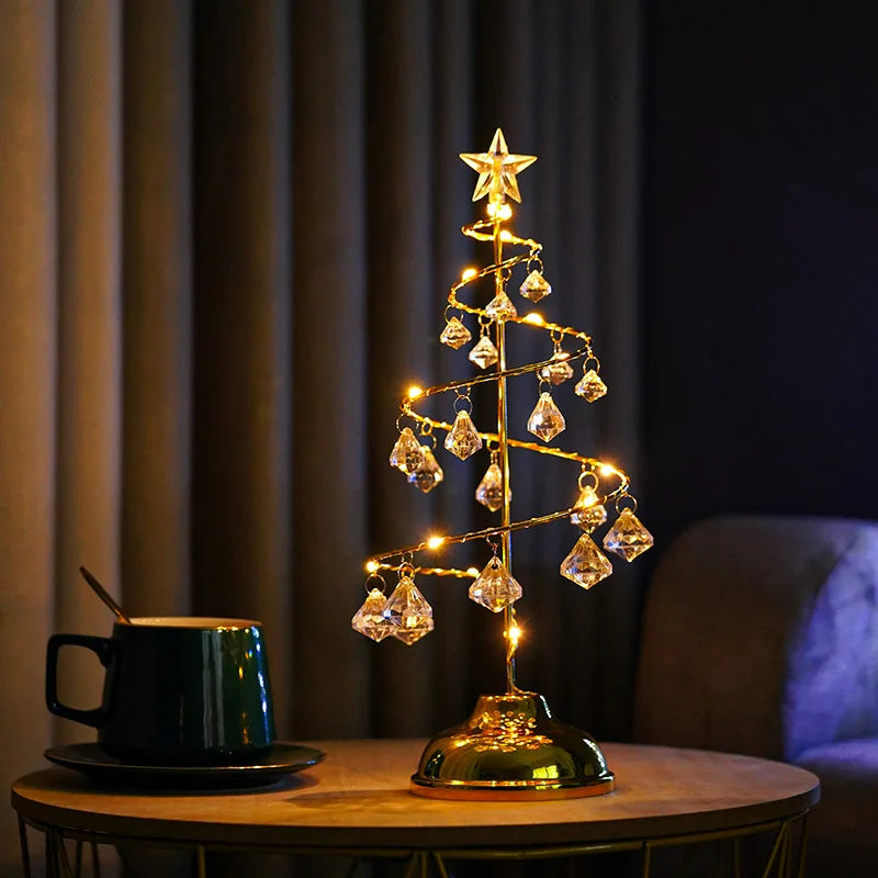 Led Desk Table Lamp Christmas Tree Spiral Crystal Light Xmas Glass Ball Decoration For Home Xmas Accessories Holiday Lighting Peaceful Pleasures Health and Wellness