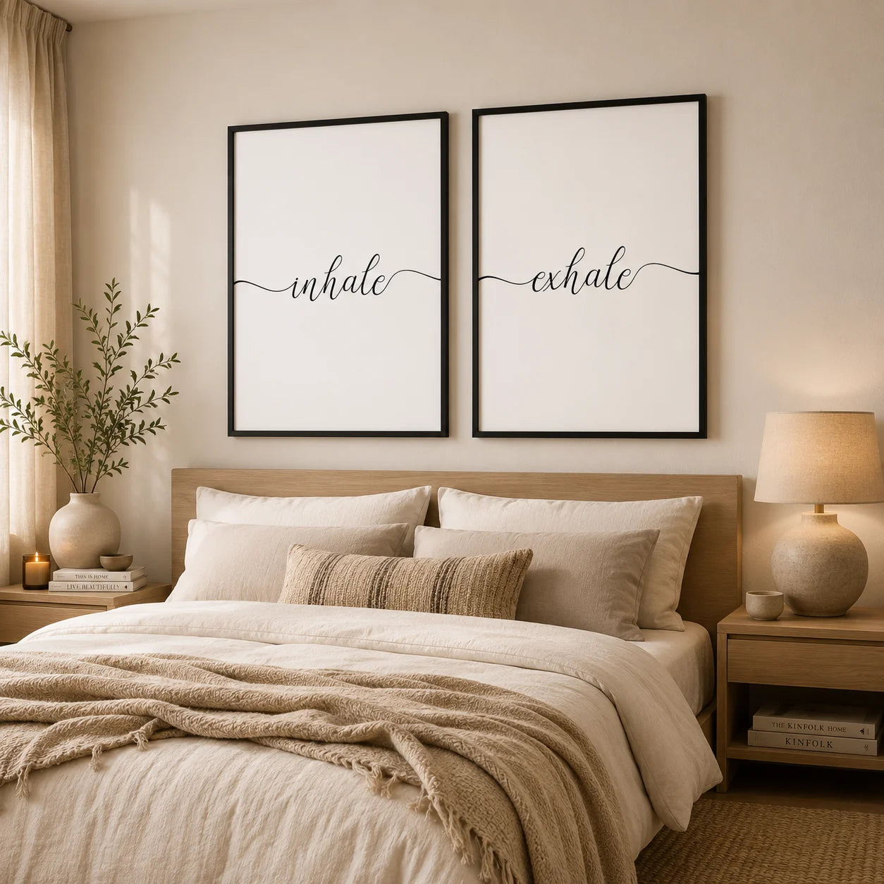 Inhale Inspirational Canvas Wall Art | Minimalist Yoga Decor Canvas Wall Art Peaceful Pleasures Health and Wellness