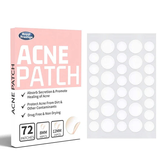 72-Pack Invisible Hydrocolloid Acne Patches | Waterproof Pimple Stickers Hydrocolloid Acne Patches Peaceful Pleasures Health and Wellness