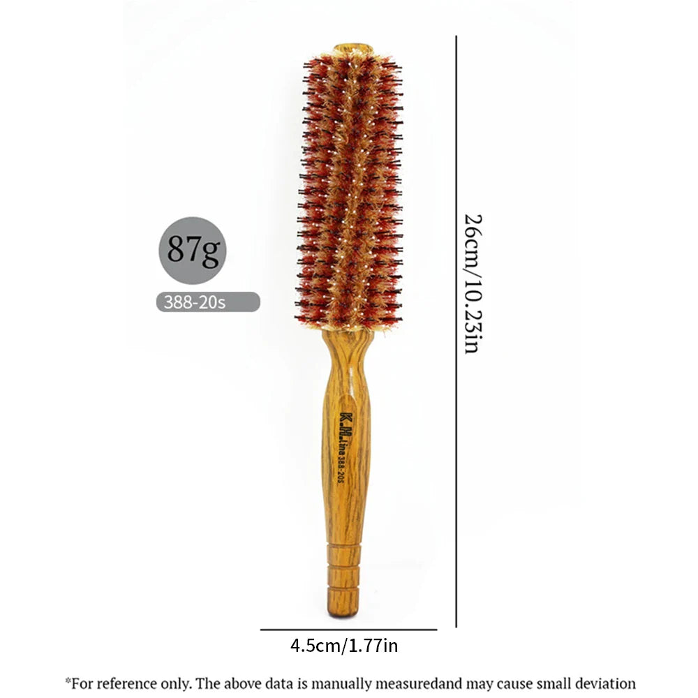 Wooden Round Hair Brush – Anti-Static Boar Bristle Styling Tool
