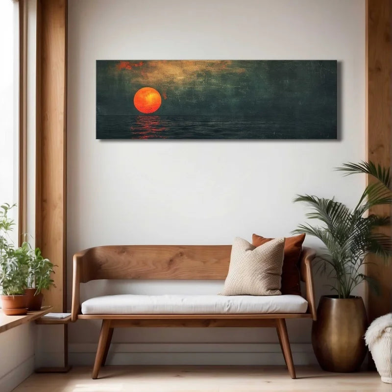 Sunset Ocean Boho Canvas Wall Art | Unframed Horizontal Print Canvas Wall Art Peaceful Pleasures Health and Wellness