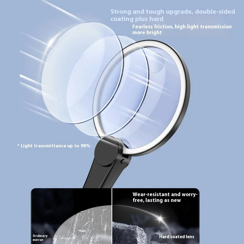 Charging Magnifying Glass 130Mm Optical Coating Mother and Child Mirror, Three Color Light Adjustable Peaceful Pleasures Health and Wellness