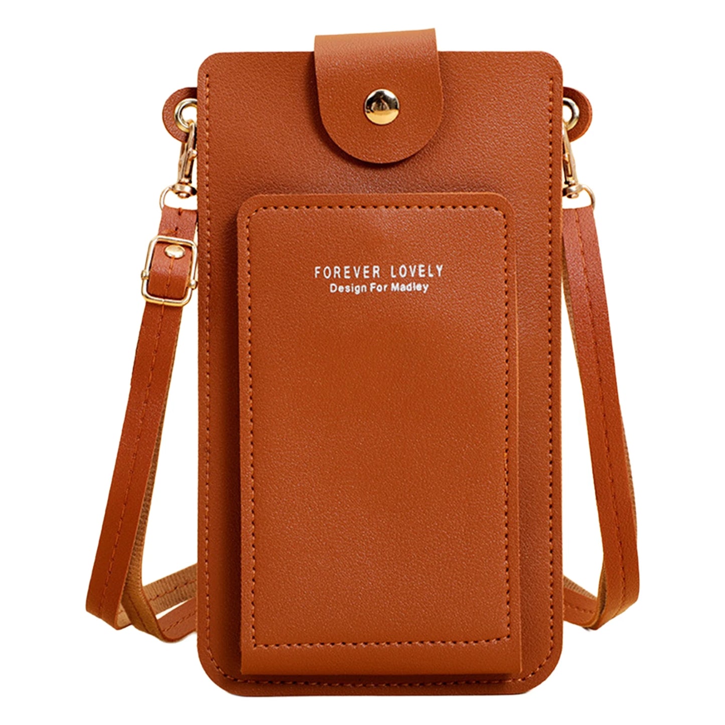 Small Crossbody Cell Phone Purse Zippered PU Cross Body Bag with 2 ID Card Windows for Mobile Phone Credit Cards Changes Peaceful Pleasures Health and Wellness Brown