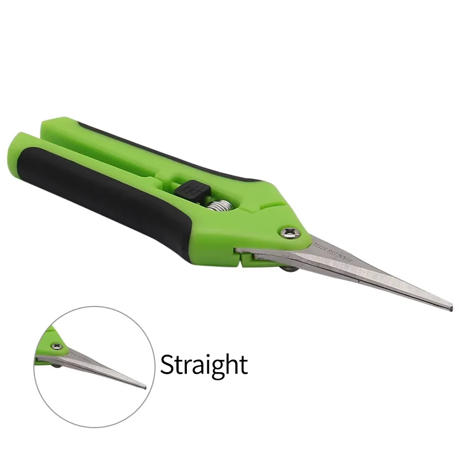 Garden Pruning Shears Stainless Steel Plants Fruit Grape Picking Scissors Horticulture Leaf Trimmer Straight Elbow Pruning Tools Peaceful Pleasures Health and Wellness Straight