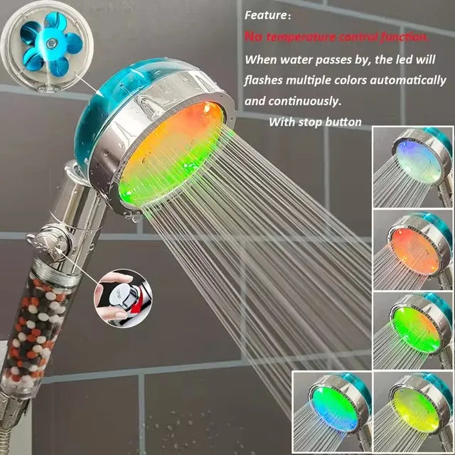 LED Color-Changing Anion Handheld Shower Head | Rainfall SPA