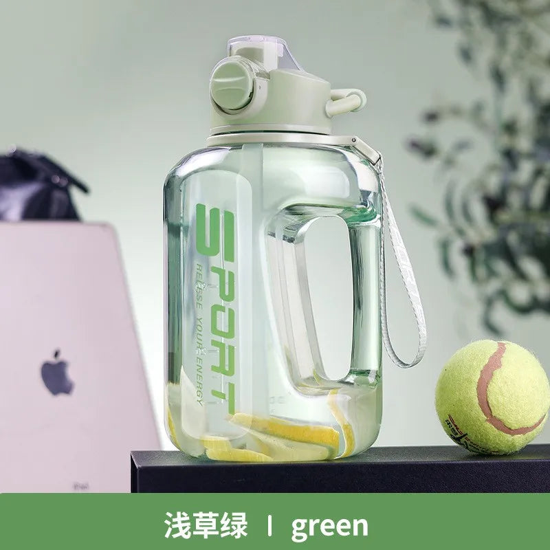 Extra Large 1700ml Sports Straw Water Bottle – BPA-Free Sports Water Bottle Peaceful Pleasures Health and Wellness light green