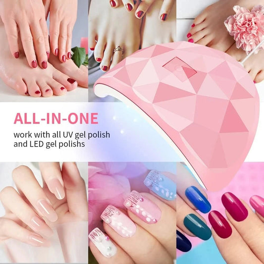 UV LED Curing Lamp - Sunlight Quick-Dry Nail Device, Professional Hand & Foot Nail Salon Equipment Peaceful Pleasures Health and Wellness Pink-USB