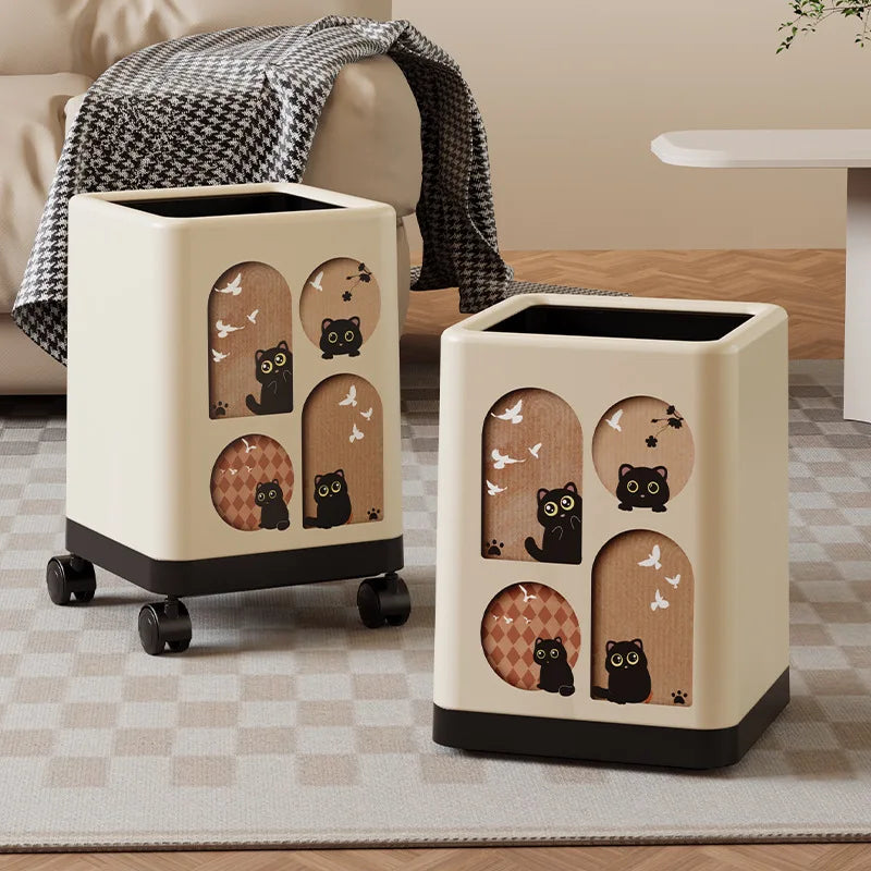 Oversized Lidded Trash Can with Wheels | Stylish Home Waste Bin