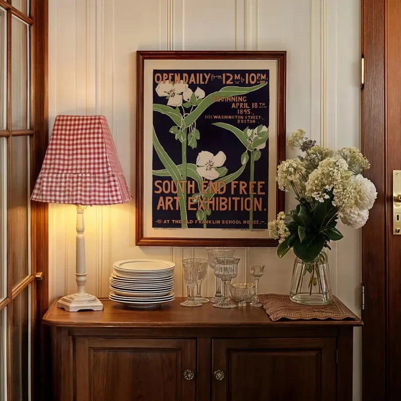 Retro South Flowers Canvas Wall Art Print | Botanical Poster