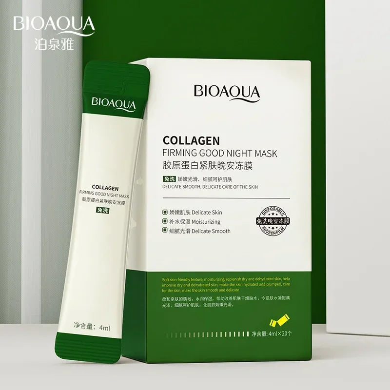 30pcs BIOAQUA Collagen Sleeping Facial Masks skincare Moisturizing Brightening Firming Face Mask Peaceful Pleasures Health and Wellness