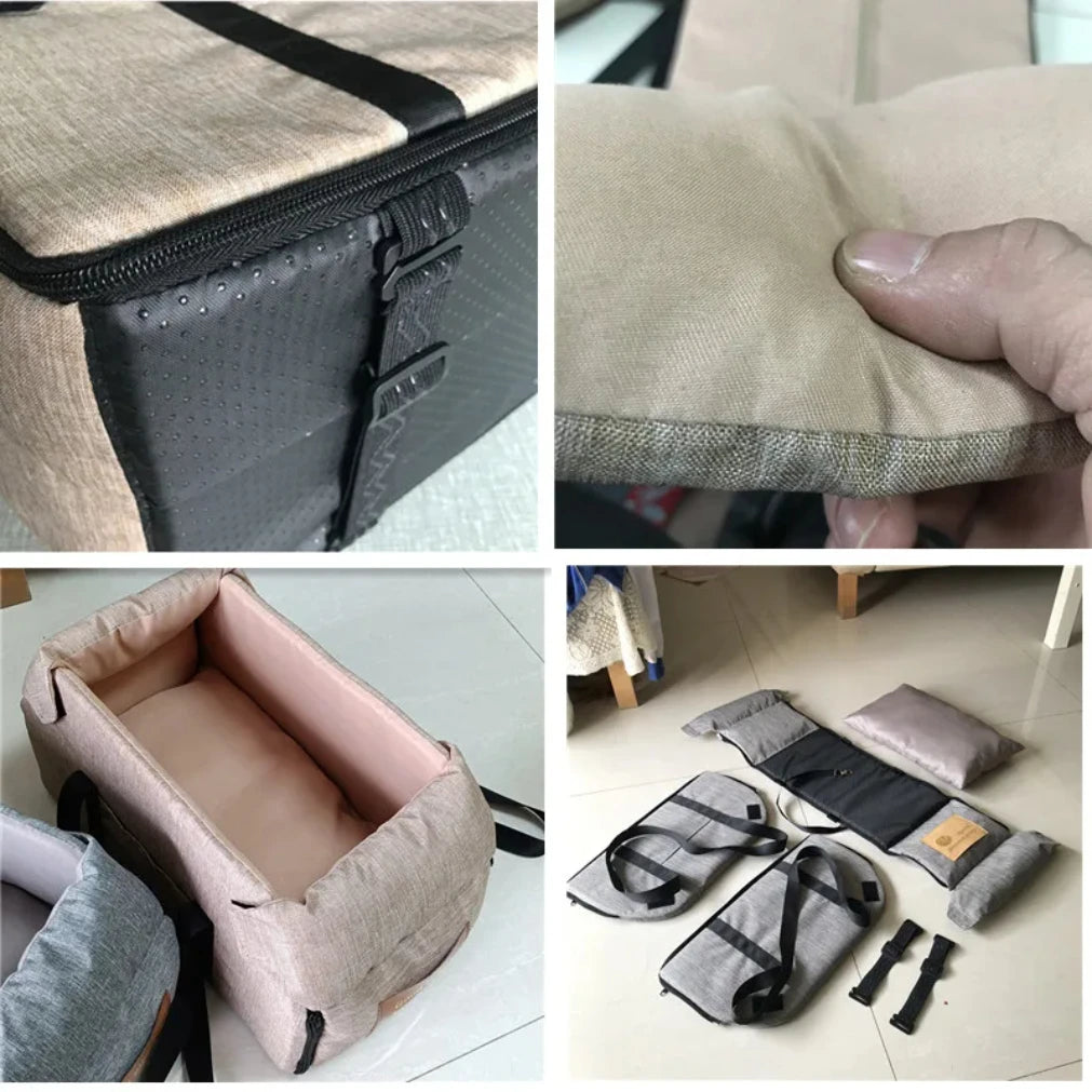 Portable Dog Car Seat Bed & Carrier for Small Dogs & Cats