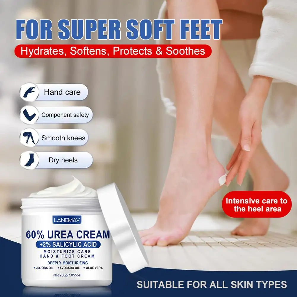 Urea Cream 60% & Salicylic Acid 2%, Foot Cream for Dry Cracked Heels Feet Knees Elbows Hands, Moisturizing Hand Foot Cream 200g Peaceful Pleasures Health and Wellness