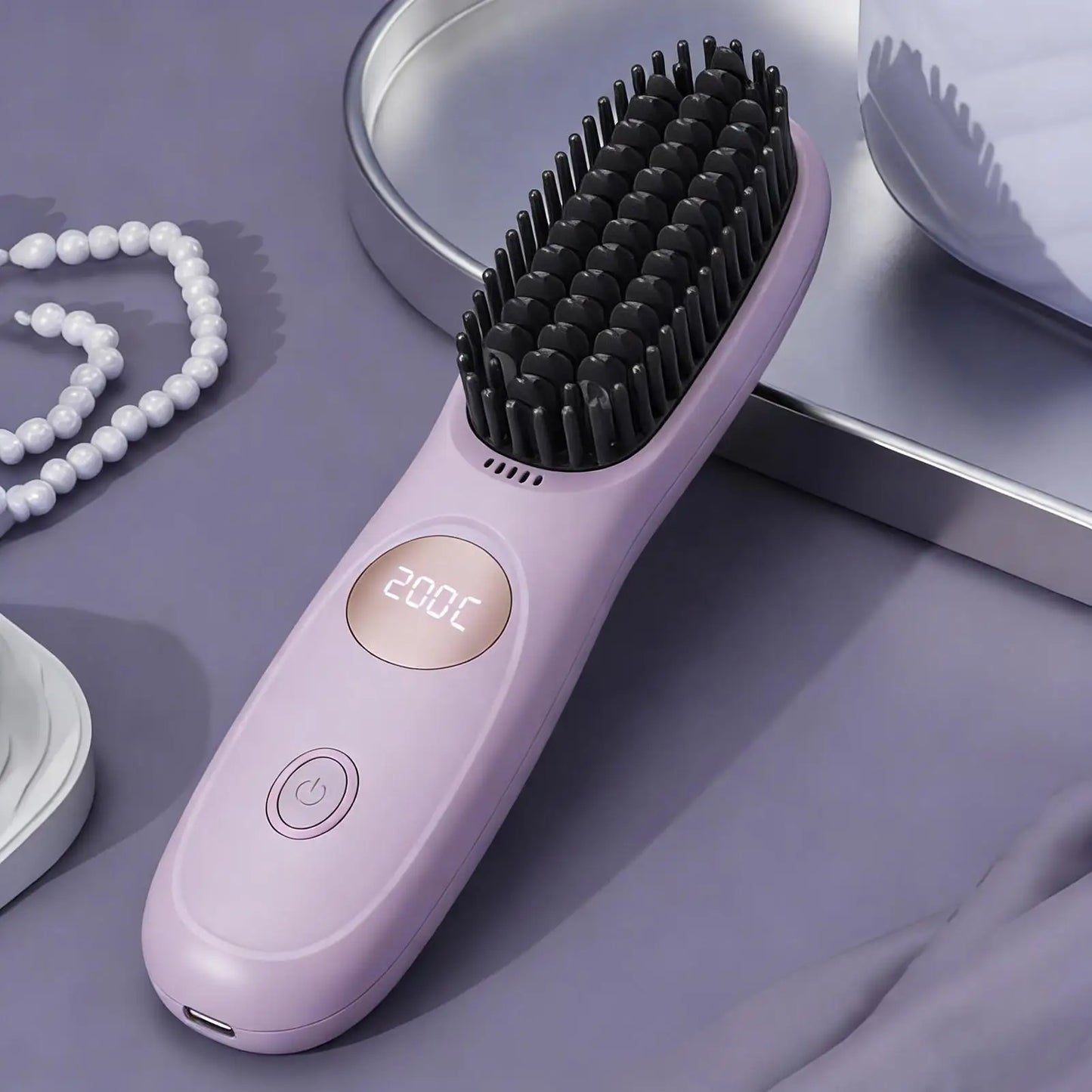 Cordless USB Rechargeable Ceramic Hair Straightener Comb