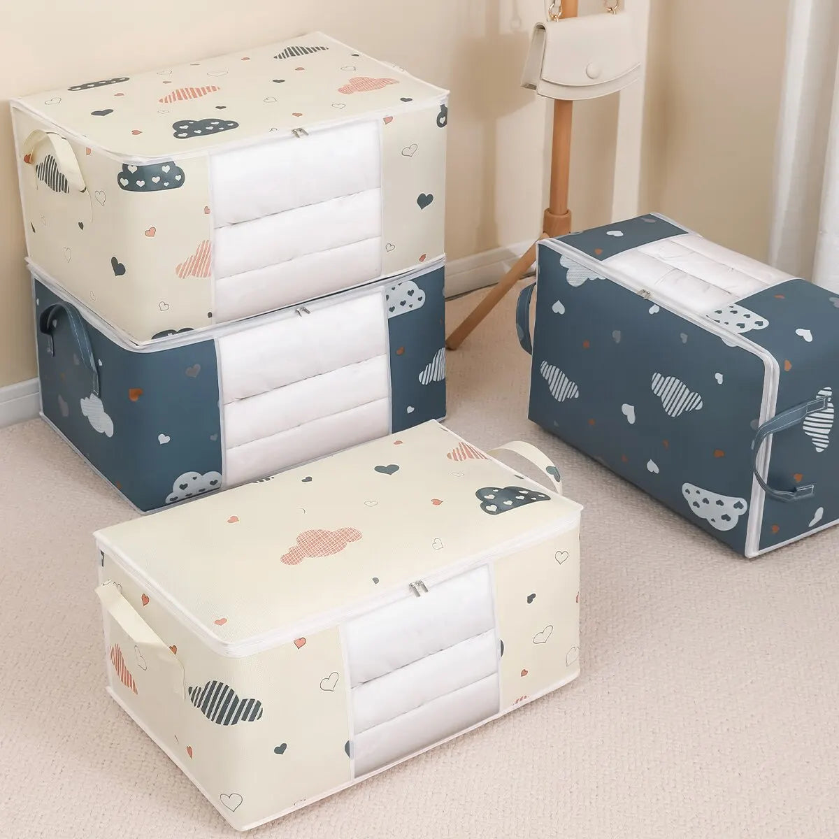 Large Capacity Clothes Storage Bag Organizer With Reinforced Handle Suitable For Blankets Bedding Foldable With Sturdy Zipper Peaceful Pleasures Health and Wellness