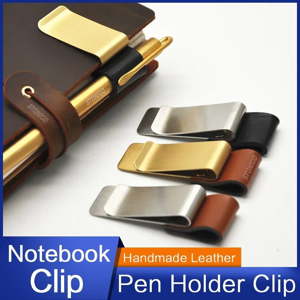 Retro Leather Notebook Clip – Pen Holder & Bookmark