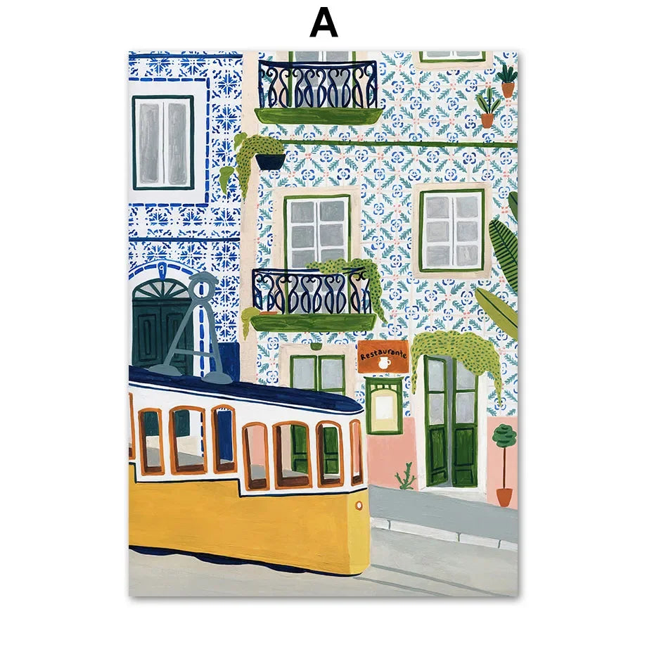 Abstract Landscape City Canvas Wall Art Print | Unframed