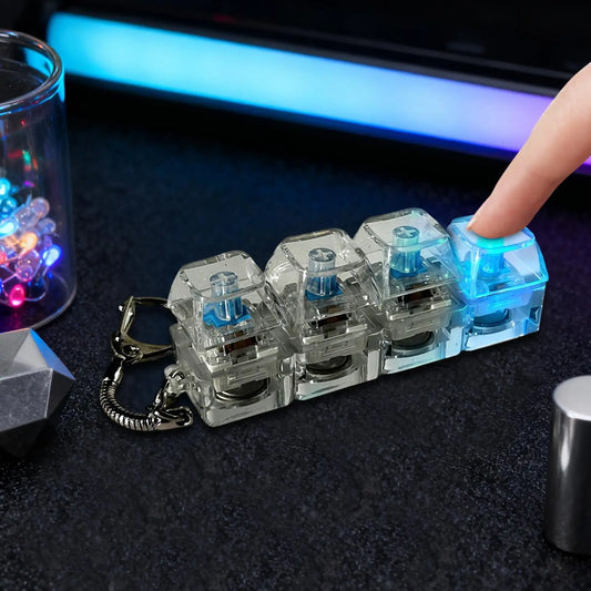 4-Key LED Keyboard Fidget Clicker Keychain | Light-Up Toy Fidget Clicker Keychain Oasis Select