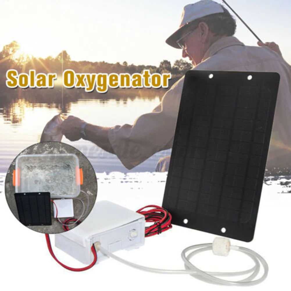 Solar Air Pumps Oxygenator Powered Panel with Built-in Battery PET Pressurized Solar Panel for Camping Fishing Aquarium Tool Peaceful Pleasures Health and Wellness
