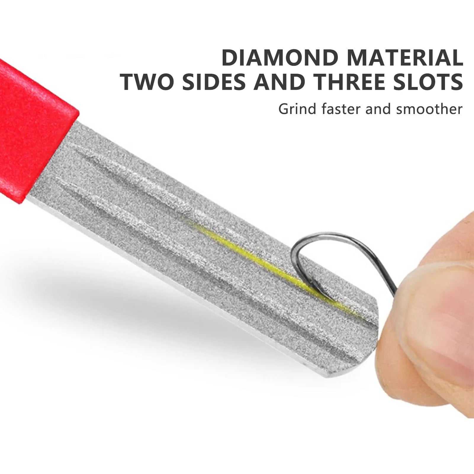 New Diamond Hook Sharpener with 3 Grooves and Lanyard for Fishing Gear Urban Commuting Equipment Peaceful Pleasures Health and Wellness
