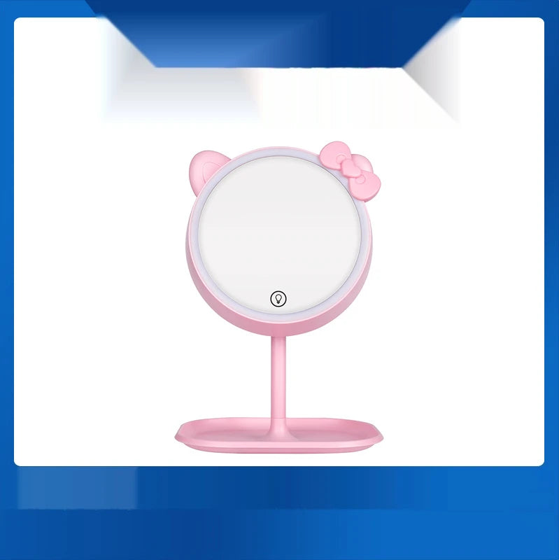 Pink Cat Makeup Mirror with Led Mirrors Standing Mirror Touch Screen Vanity Mirror Adjustable Light Desk Cosmetic Mirrors Peaceful Pleasures Health and Wellness