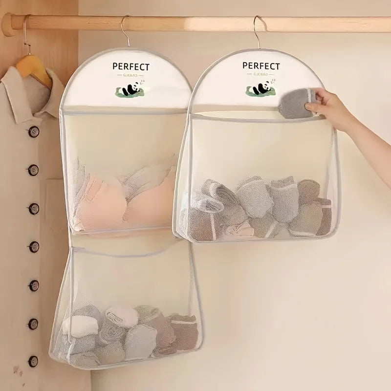 Nylon Mesh Hanging Storage Bag – Wall-Mounted Closet Organizer