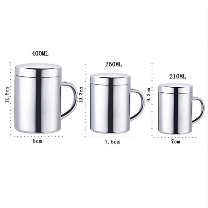 Double Wall Stainless Steel Travel Mug with Lid – 210–400ml