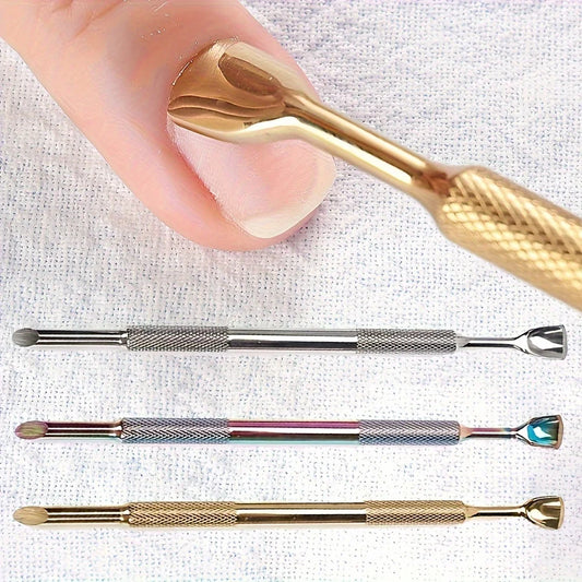Russian-Style Double-Ended Stainless Steel Nail Pusher with Beveled Edge for Manicure, Pre-Treatment Tool for Removing Cuticles and Shaping, Available in 3 Colors Peaceful Pleasures Health and Wellness