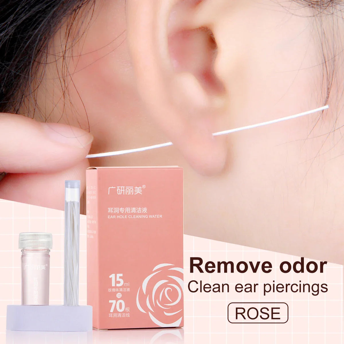 Ear Piercing Cleaning Kit – 70-Piece Ear Hole Floss & Solution