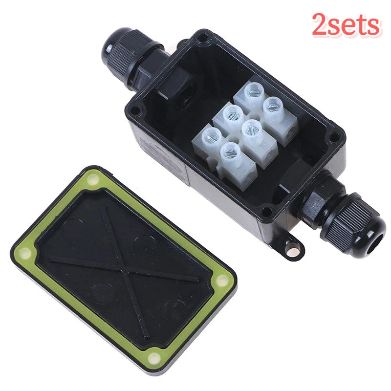 1/2sets 450V 2Way IP66 Outdoor Waterproof Cable Connector Junction Box With Terminal Peaceful Pleasures Health and Wellness 2sets