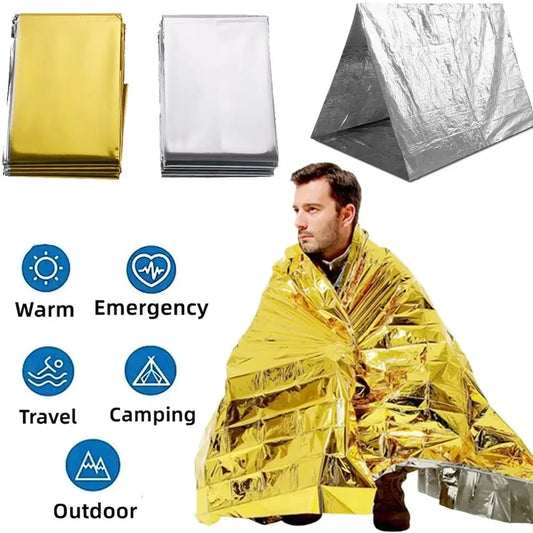 Emergency Thermal Poncho Blanket | Windproof Waterproof Camping Emergency Thermal Blanket Peaceful Pleasures Health and Wellness