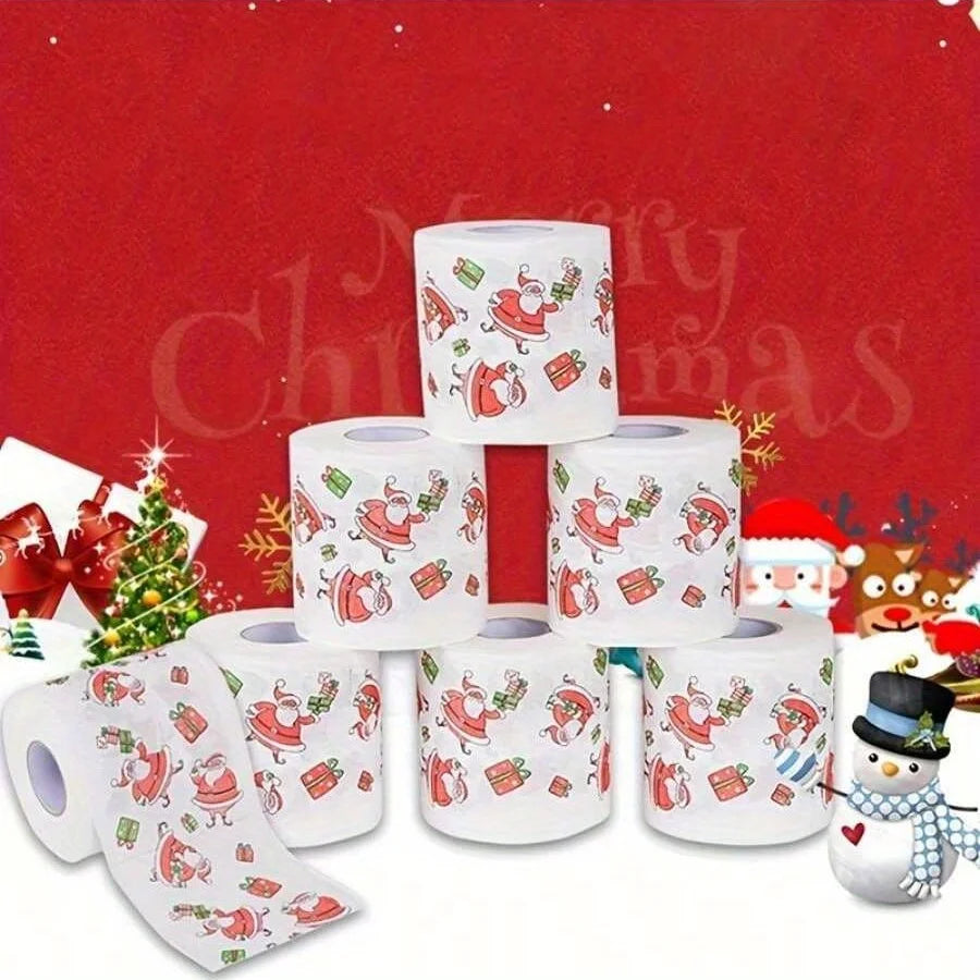 1 roll Christmas Printed Toilet Paper Festival Theme Home Decorations Roll Paper for Home & Festive Atmosphere Decor Supplies Peaceful Pleasures Health and Wellness