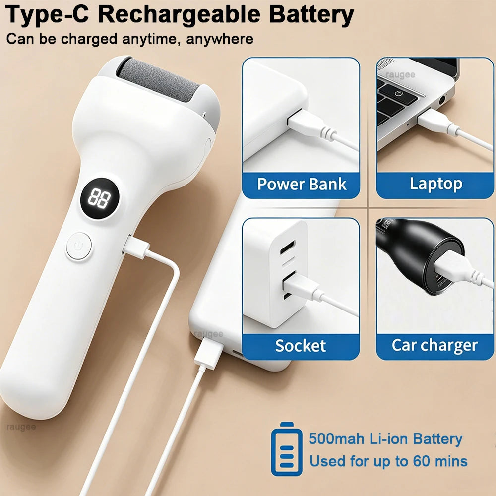 Electric Foot Grinder Automatic Electric Callus Remover for Feet Rechargeable Electric Foot File Pedicure Tool Dead Skin Remover Peaceful Pleasures Health and Wellness
