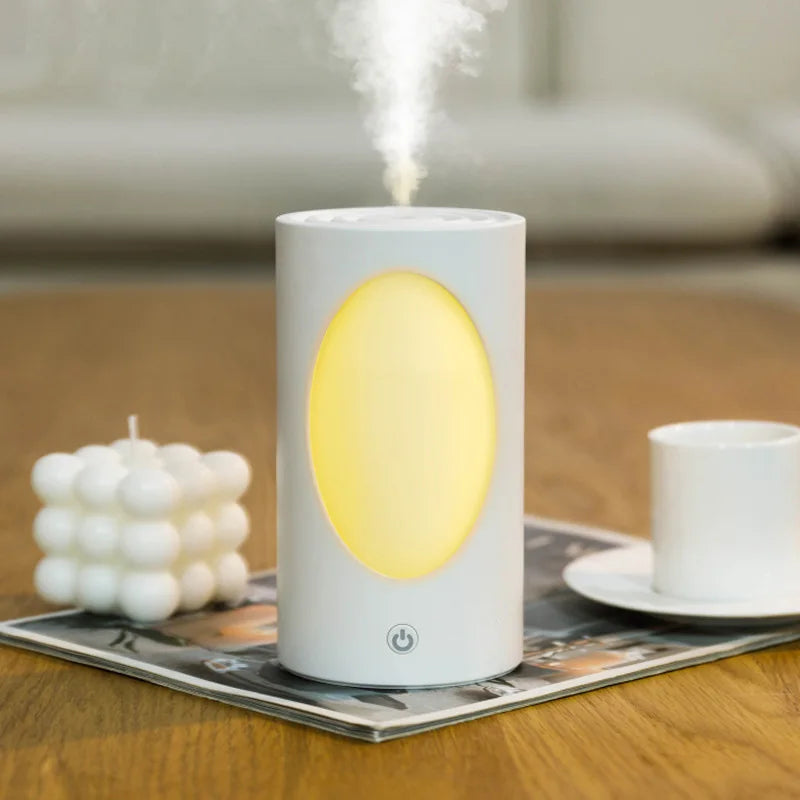 600ml Portable Aroma Diffuser With Colorful LED Lights Battery Rechargeable Wireless Air Humidifier For Bedroom Office Peaceful Pleasures Health and Wellness White