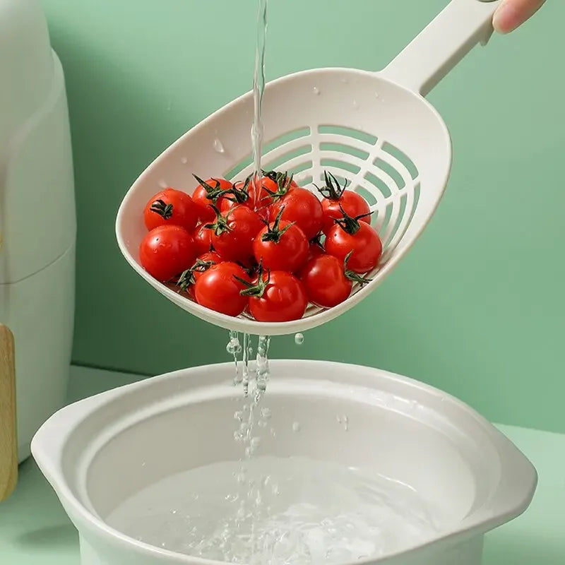 Leak Kitchen Pasta Spoon Fishing Dumplings Long Handle Food Grade High Temperature Resistant Spaghetti Large Funnel Peaceful Pleasures Health and Wellness