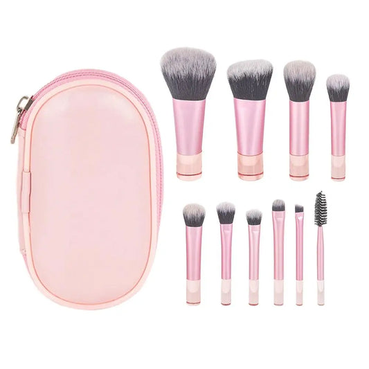 10-Piece Mini Travel Makeup Brush Set with Bag | Soft Bristles Makeup Brush Set Oasis Select B