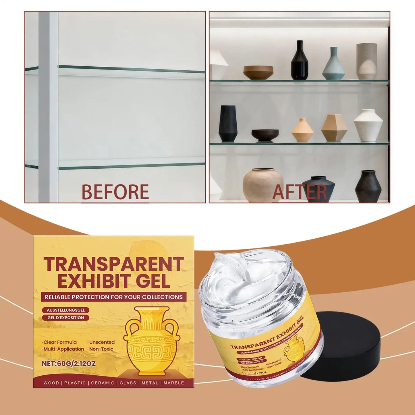 60g Clear Museum Gel – Removable Adhesive for Antiques & Decor