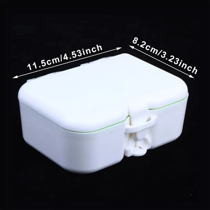 Portable Denture Case Kit with Mirror & Cleaning Brush