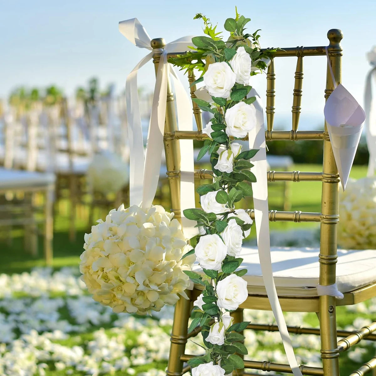 Silk Artificial Rose Vine Garland | Hanging Fake Flower Wall Decor