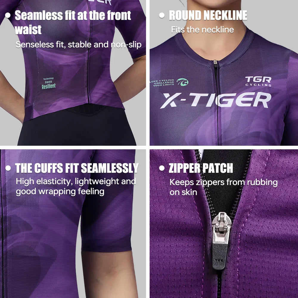 X-TIGER Women's Cycling Jersey – Breathable Quick-Dry Short Sleeve