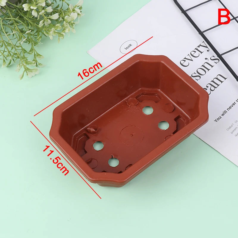 Vintage Rectangular Plastic Bonsai Pot | Cactus Flower Planter
