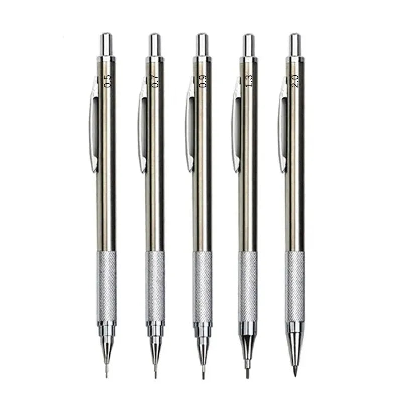 Metal Mechanical Pencil Set 0.5 0.7 0.9 1.3 2.0mm Art Drawing Painting Automatic Pencil with Leads Office School Supplies Peaceful Pleasures Health and Wellness